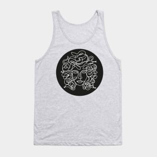 Medusa Single Line Style Black Circle Tank Top